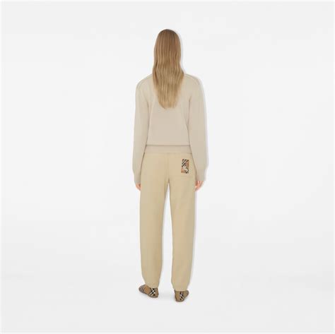 burberry article 39085001006|Check Label Cotton Jogging Pants in Nutmeg .